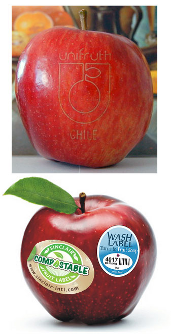 Laser Tattoo, Compostable or Washable Fruit or Vegetable Produce Labels